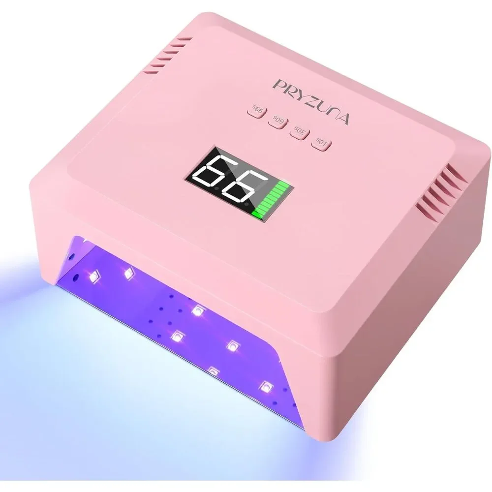 Cordless 72W UV LED Nail Lamp Rechargeable Gel Dryer 4 Timers Pink